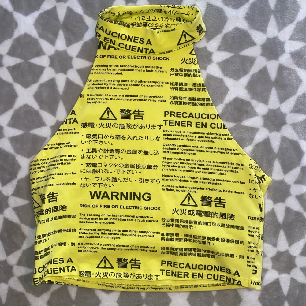 Neon “Warning” Crop Top